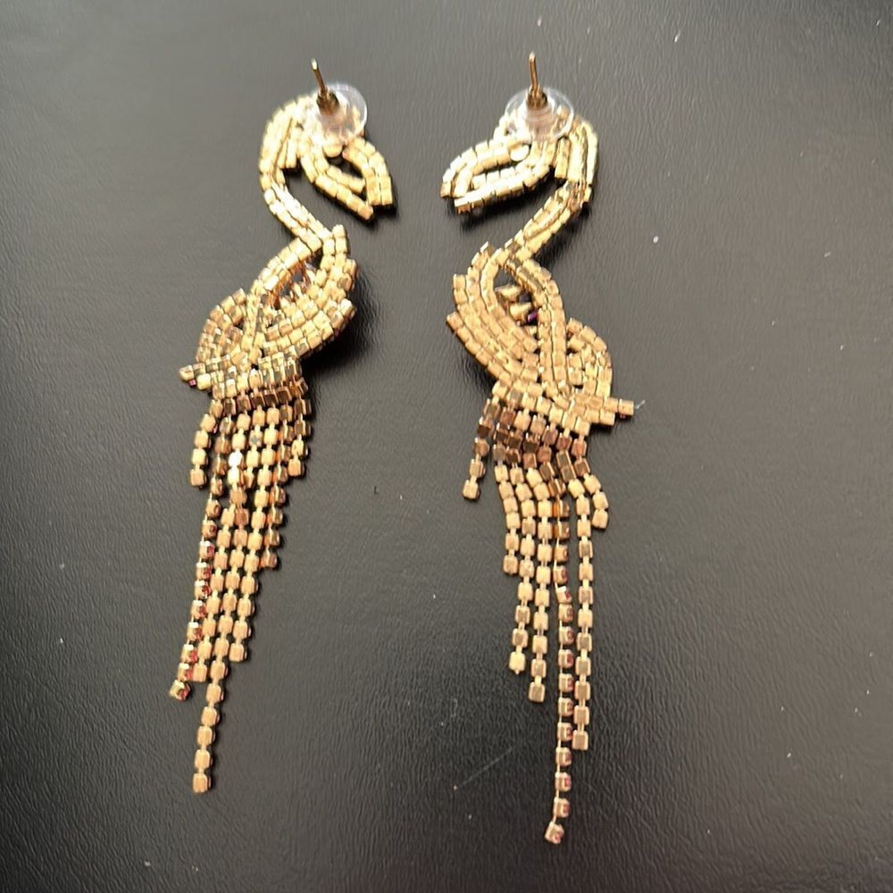 Flamingo Pink Crystal Shoulder Duster Pink Earrings Pierced - Picture 3 of 3